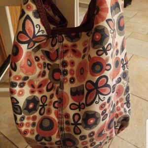 Lucky Brand leather & canvas hobo